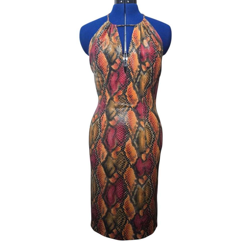Janine Of London Exotic Snake Print Backless Halter Dress